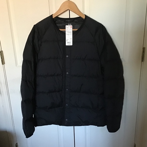 NWT UNIQLO Men Recycled Down Jacket No-collar down cardigan Black Size M
